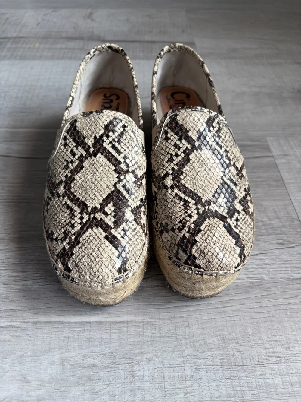 Circus by Sam Edelman Snake-Print Espadrille Slip-Ons in Beige and Brown